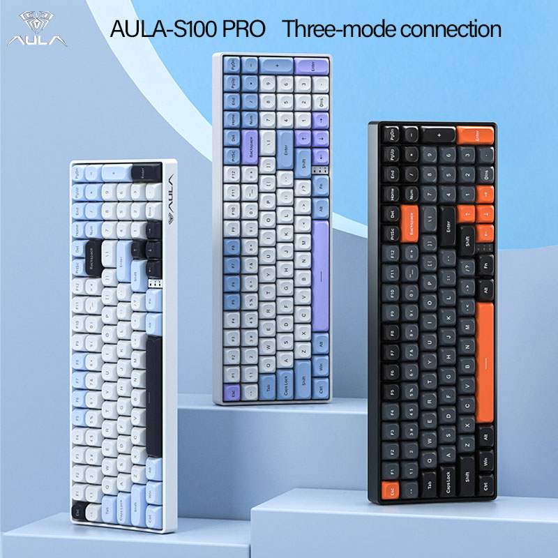 Gaming Keyboard Mechanical Wireless - AULA S100Pro Kablosuz Mekanik Klavye, Üç